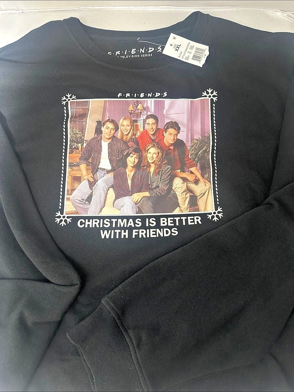 Friends Christmas Is Better With Friends Black XXL Crop Sweatshirt NWT